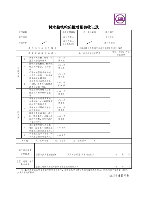 3树木栽植检验批质量验收记录