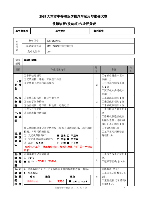 发动机作业评分表