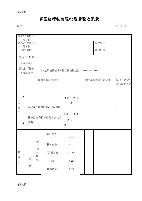 高压旋喷桩检验批验收记录表教学内容