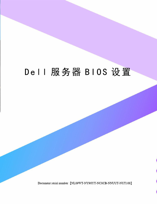 Dell服务器BIOS设置完整版