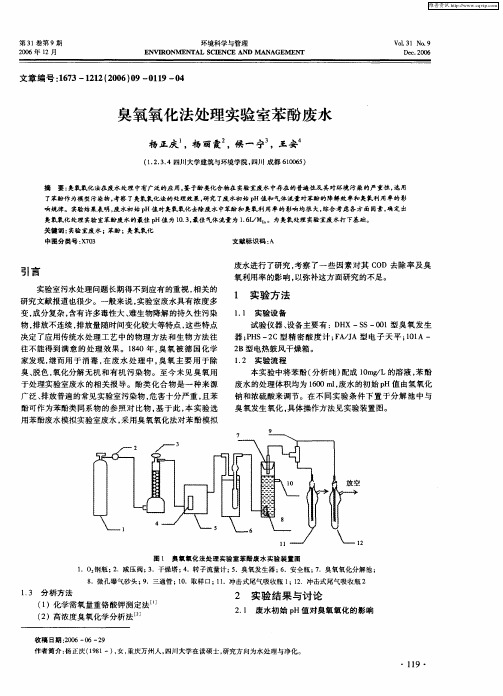 臭氧氧化法处理实验室苯酚废水