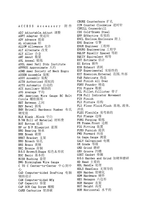 机械英文缩写和全称对照表