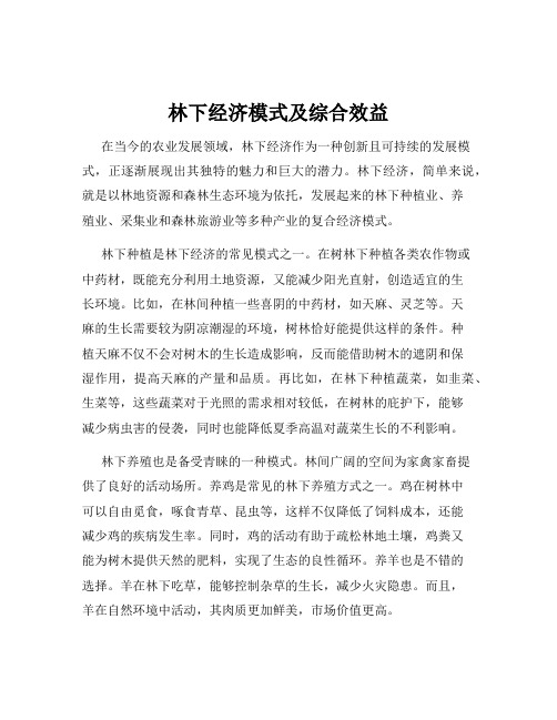 林下经济模式及综合效益