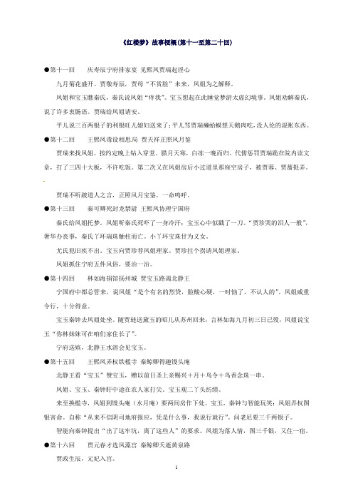 江苏省启东中学苏教版高中语文选修系列《红楼梦》梗概及问题11-20回Word版含答案