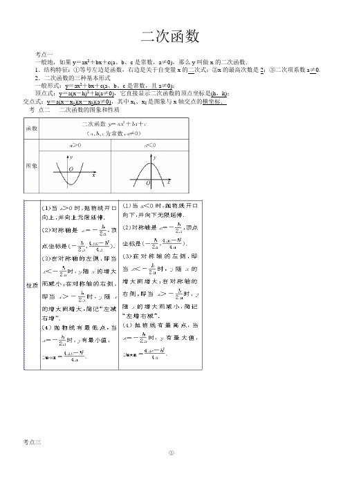 二次函数基本知识点梳理及训练(最新)