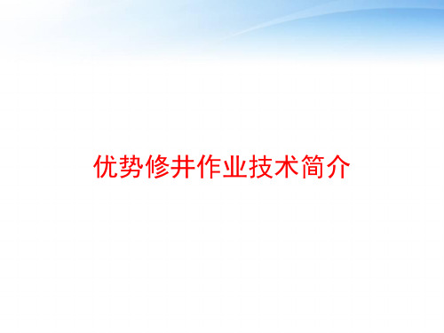 优势修井作业技术简介 ppt课件