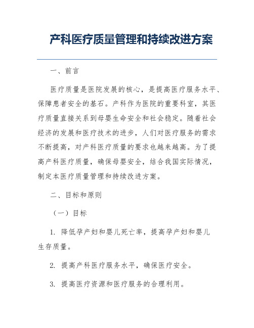 产科医疗质量管理和持续改进方案