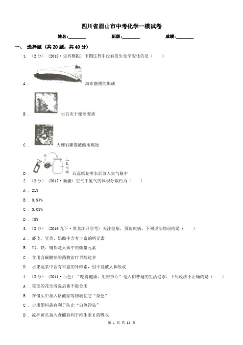 四川省眉山市中考化学一模试卷