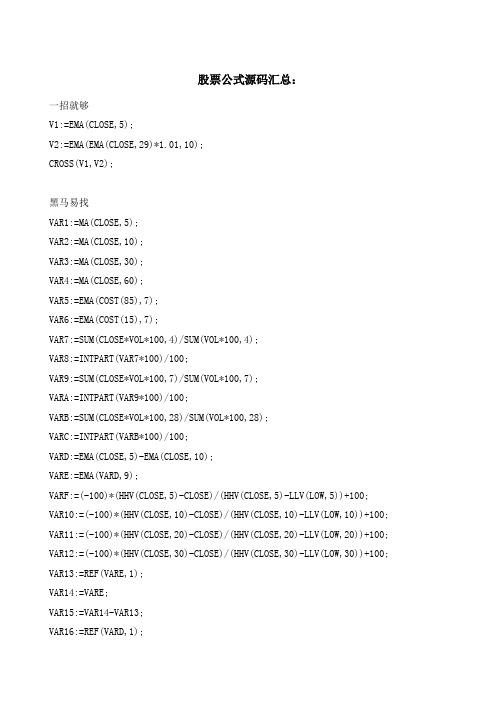 股票公式源码汇总