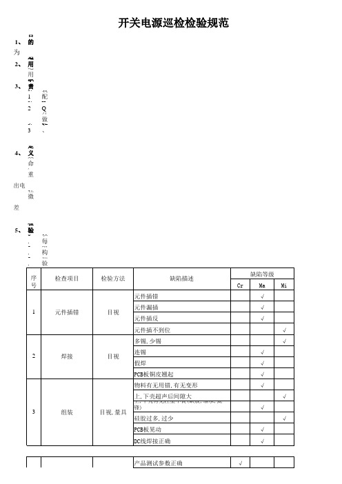 开关电源巡检检验规范