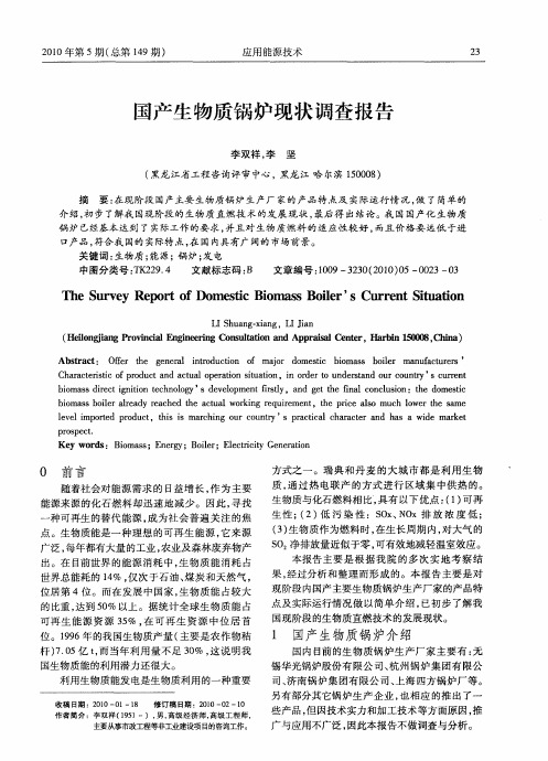 国产生物质锅炉现状调查报告