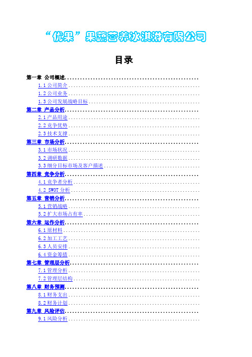 优果冰淇淋公司创业计划书