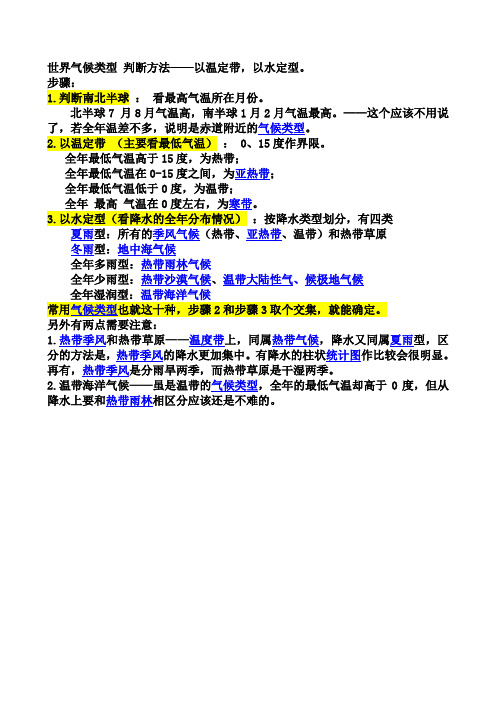 气候类型判定方法