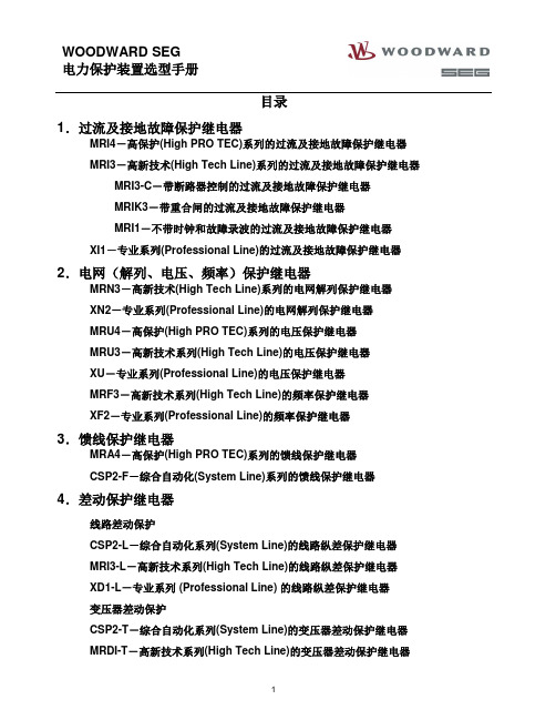 SEG中国电力保护装置选型手册