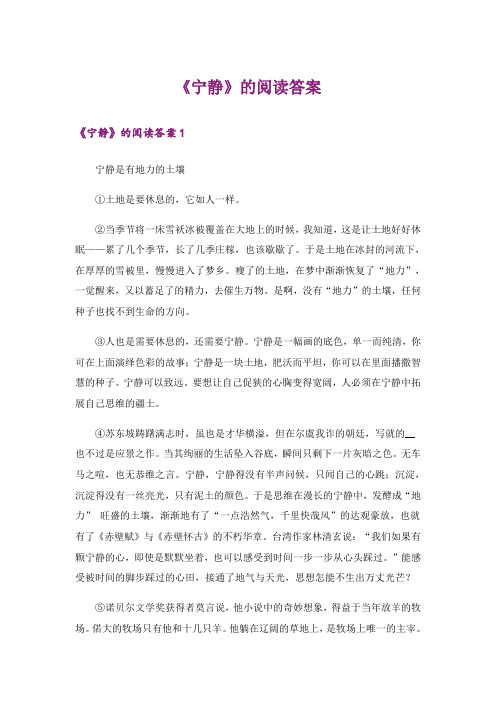 《宁静》的阅读答案