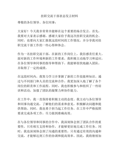 挂职交流干部表态发言材料