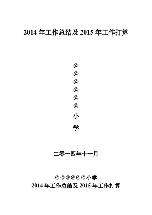 2014年工作总结及2015年工作打算