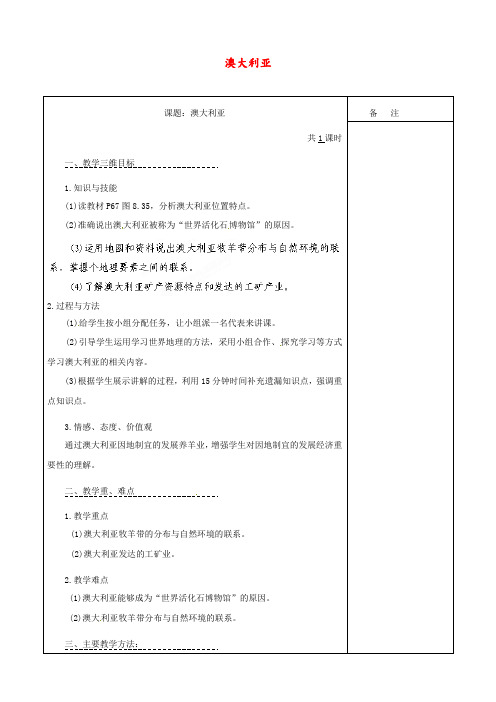 人教版 七年级地理下册 《第八章 东半球其他的国家和地区 第四节  澳大利亚》 精品教案16