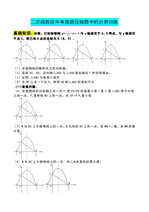 2023年数学《二次函数》在中考高频压轴题中的分类特训