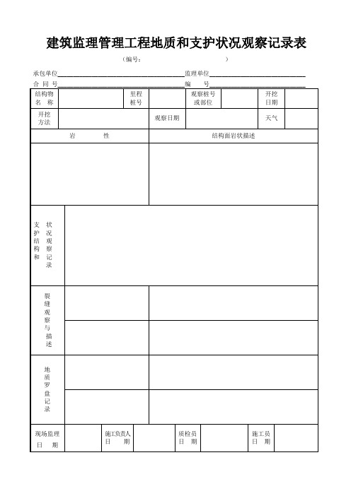 建筑监理管理工程地质和支护状况观察记录表