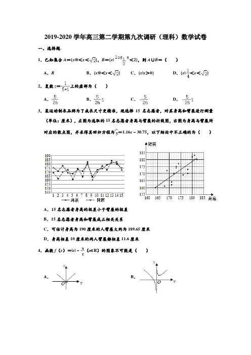 2019-2020学年河北省衡水中学高三第二学期第九次调研(理科)数学试卷 解析版