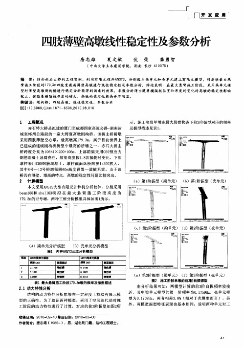 四肢薄壁高墩线性稳定性及参数分析