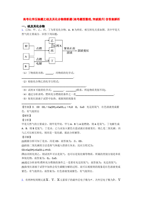 高考化学压轴题之硅及其化合物推断题(高考题型整理,突破提升)含答案解析