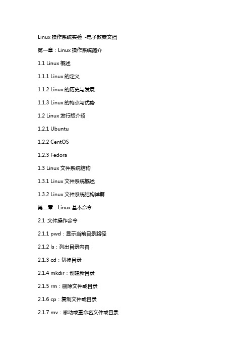 linux操作系统实验电子教案文档
