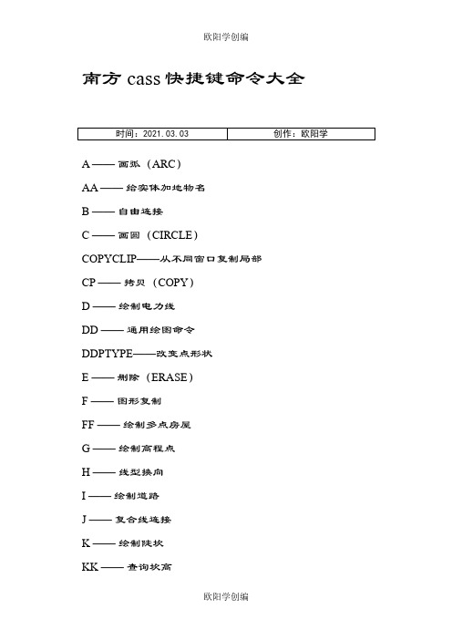 南方cass快捷键命令大全-南方csaa快捷命令之欧阳学创编