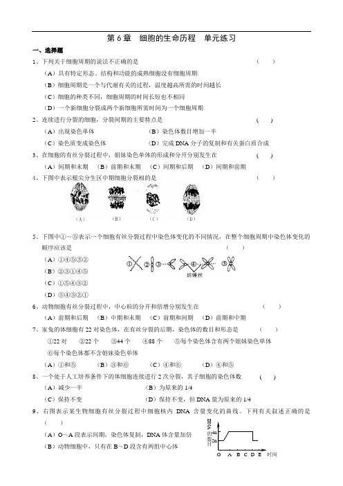 高一生物第六单元《细胞的生命历程》练习题及答案