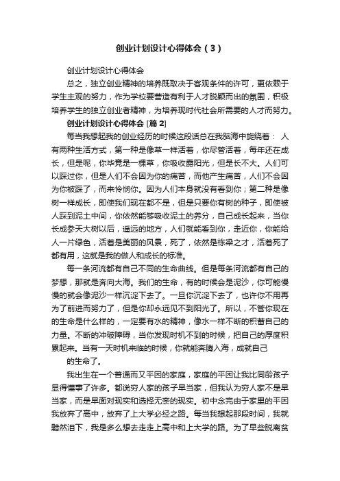 创业计划设计心得体会（3）