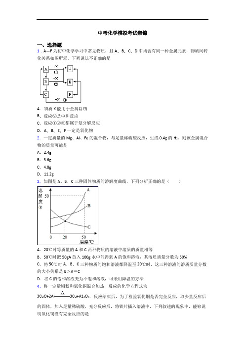 中考化学模拟考试集锦