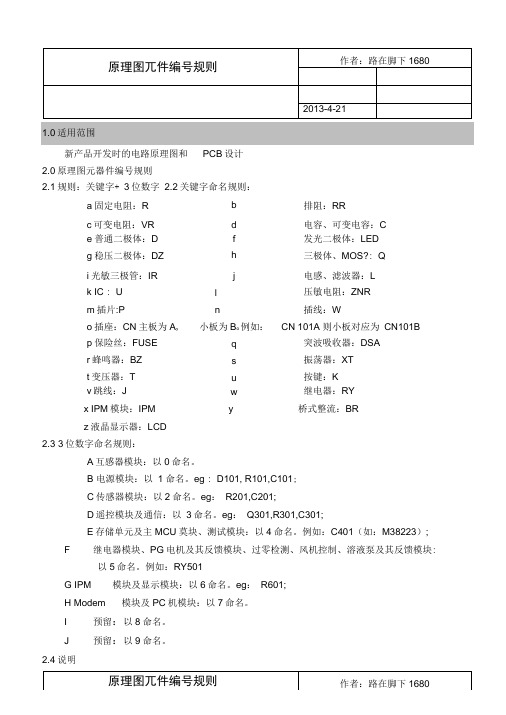 电路图及PCB设计规范之元件命名原则