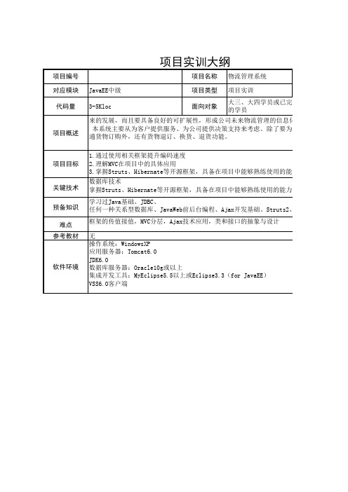 物流配送管理系统项目实训大纲