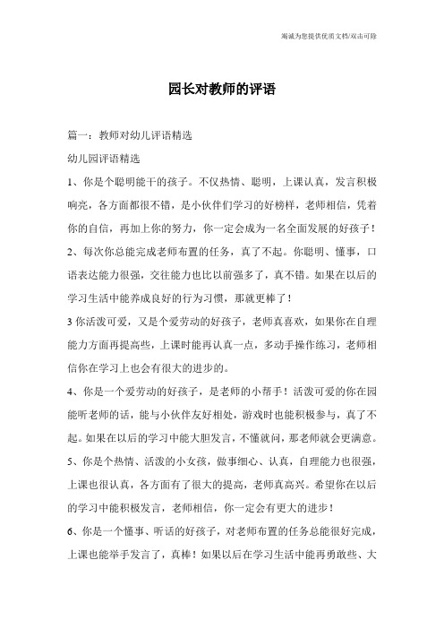 园长对教师的评语