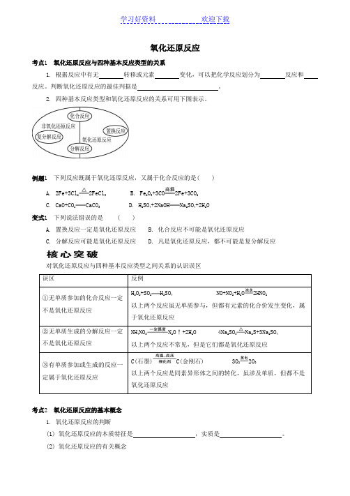 氧化还原反应导学案(学生版)