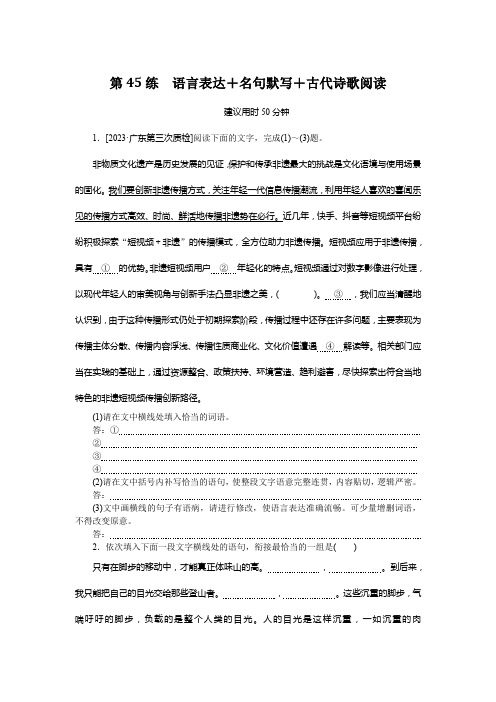 《微专题小练习》语文新高考 第45练