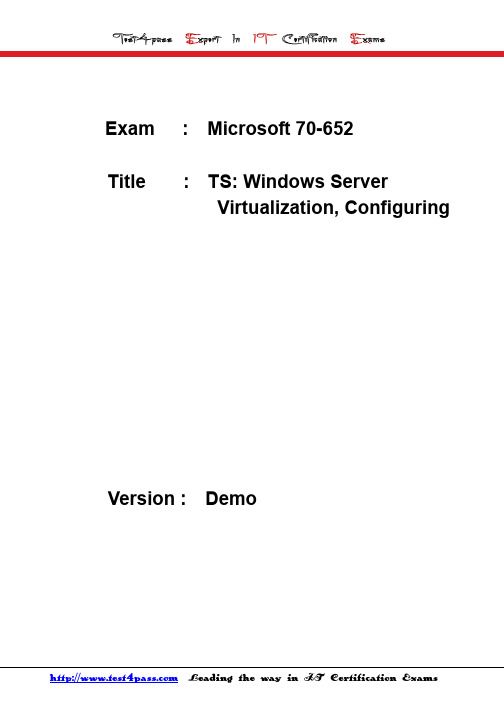 Test4pass Microsoft 70-652 exam dumps questions answers