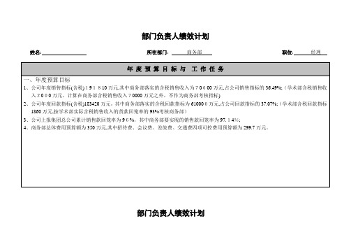 实例国药集团药业股份有限公司-业务执行层绩效计划书(很全面)(40页)(DOC40页)