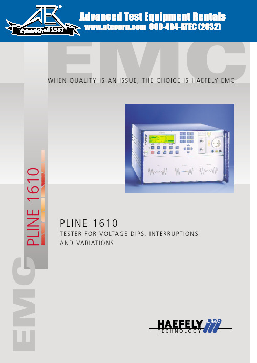 PLINE 1610电源电压抖动、故障和波动测试仪商品说明书