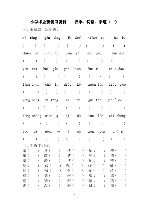 小学毕业班复习汉子、词语(一)