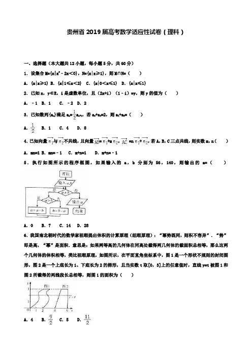 【精选五套高考模拟卷】贵州省2019届高考数学适应性试卷(理科)含答案解析