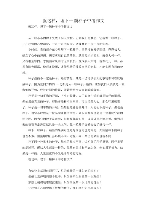 就这样,埋下一颗种子中考作文