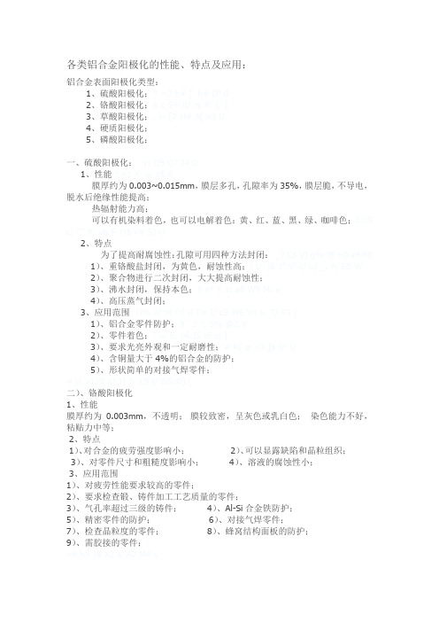 铝合金阳极氧化类型与特性