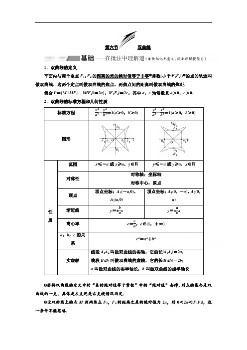 2020版高考理科数学(人教版)一轮复习讲义：第九章 第六节 双曲线 Word版含答案