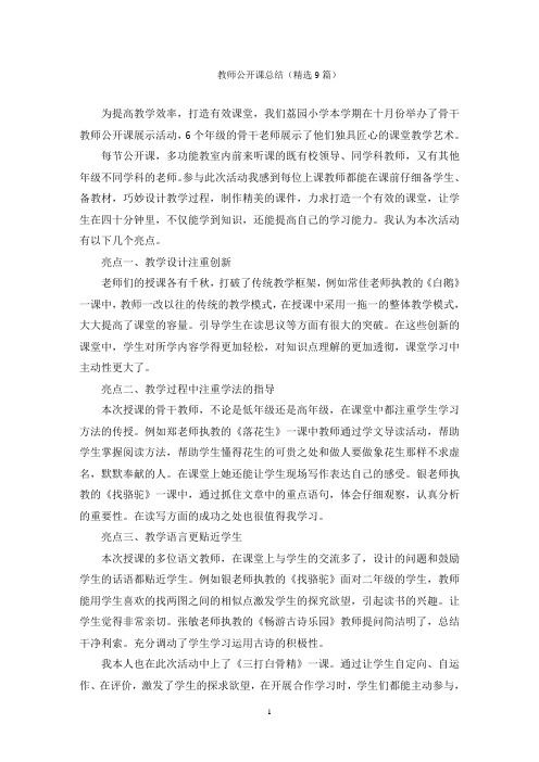 教师公开课总结