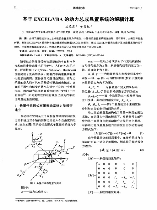 基于EXCEL／VBA的动力总成悬置系统的解耦计算