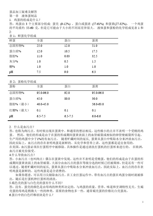 蛋品加工疑难及解答