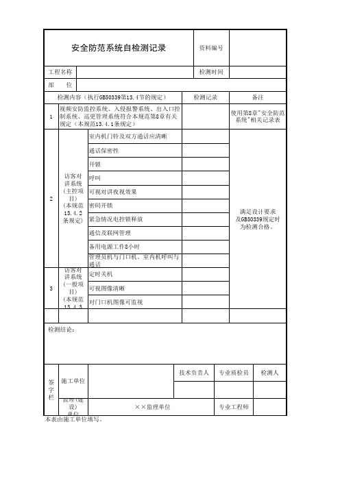 安全防范系统自检测记录(新)