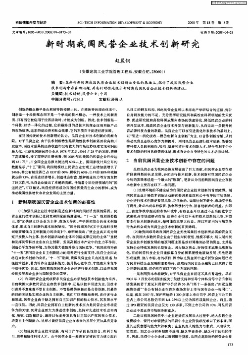 新时期我国民营企业技术创新研究